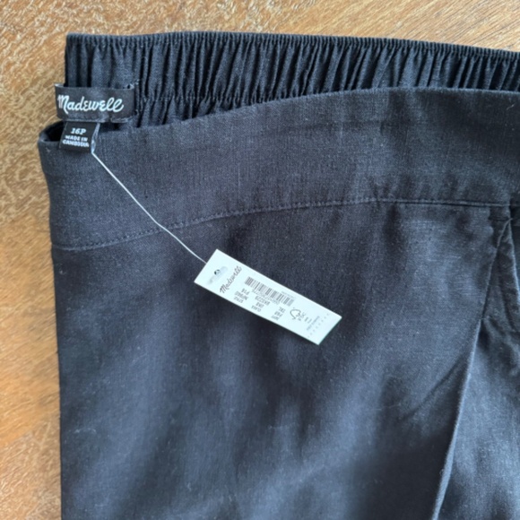 Madewell Black Petite Pull-On Straight Crop Pants in Linen Blend NWT NWOT - Picture 4 of 7